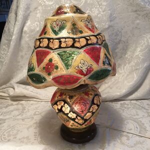 Vintage Hand Painted Lamp Made Of Camel Skin